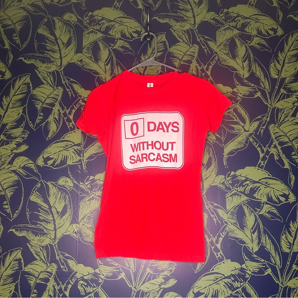 Red Graphic T-Shirt with Sarcasm Print